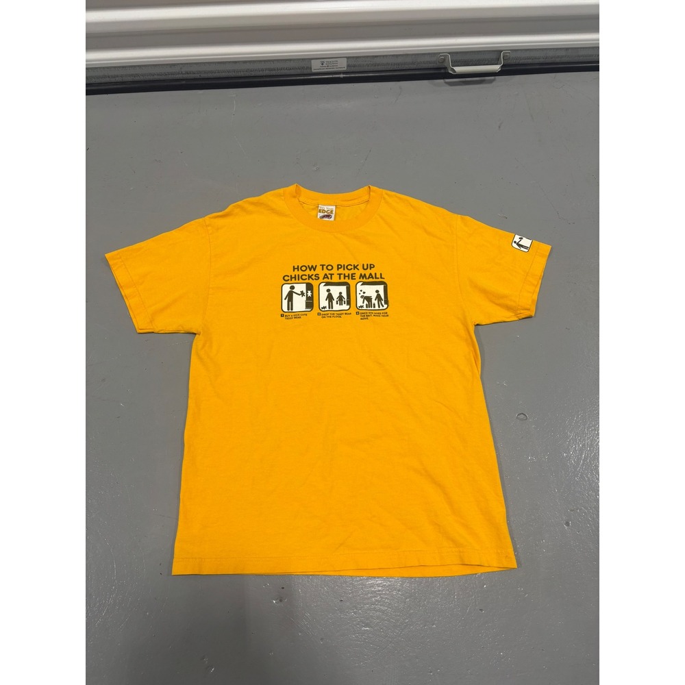 To The Edge Mens Yellow How To Pick Up Chicks At The Mall Graphic T-Shirt Medium